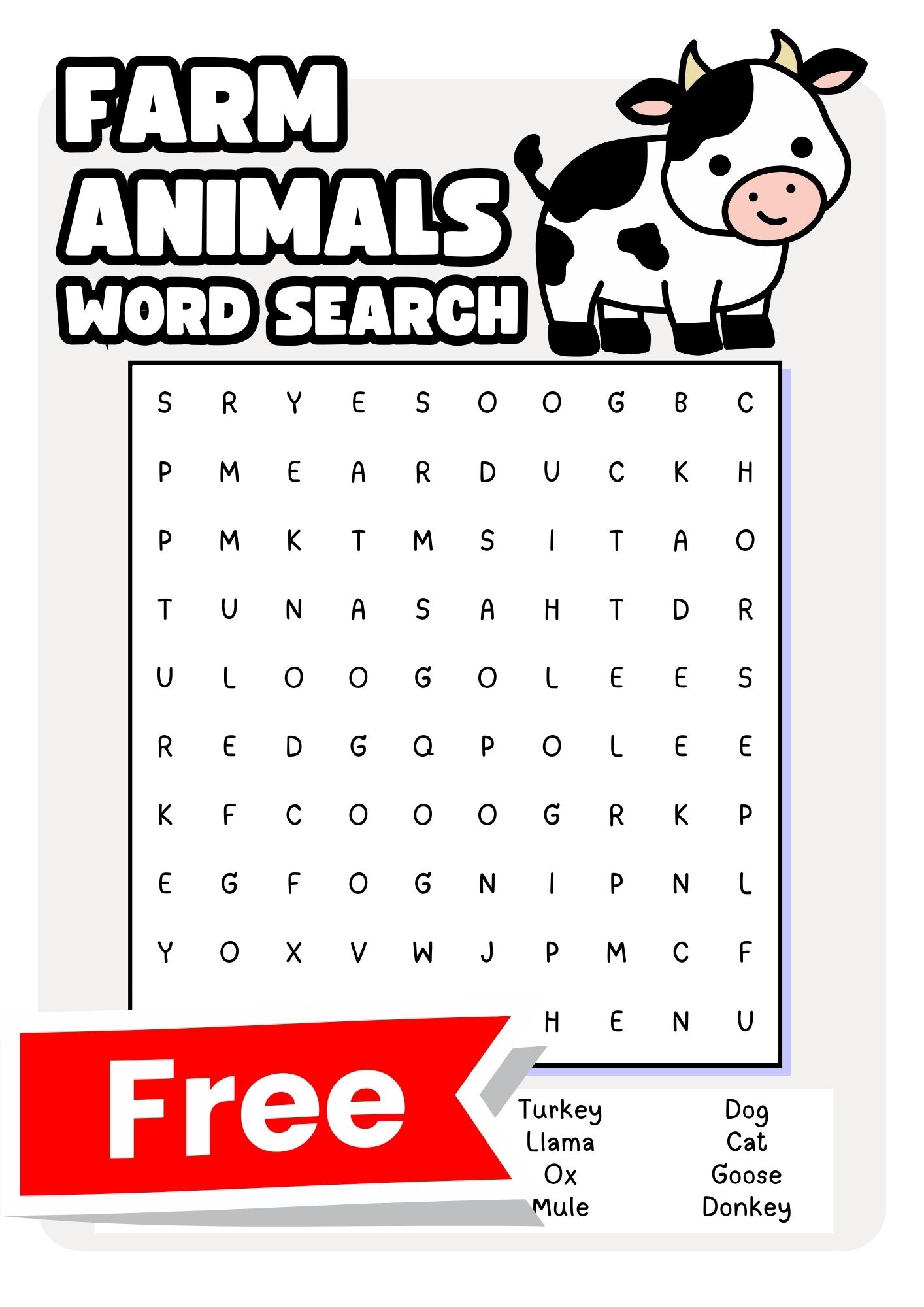 48 Free Animals Word Search Puzzles Teach Prints