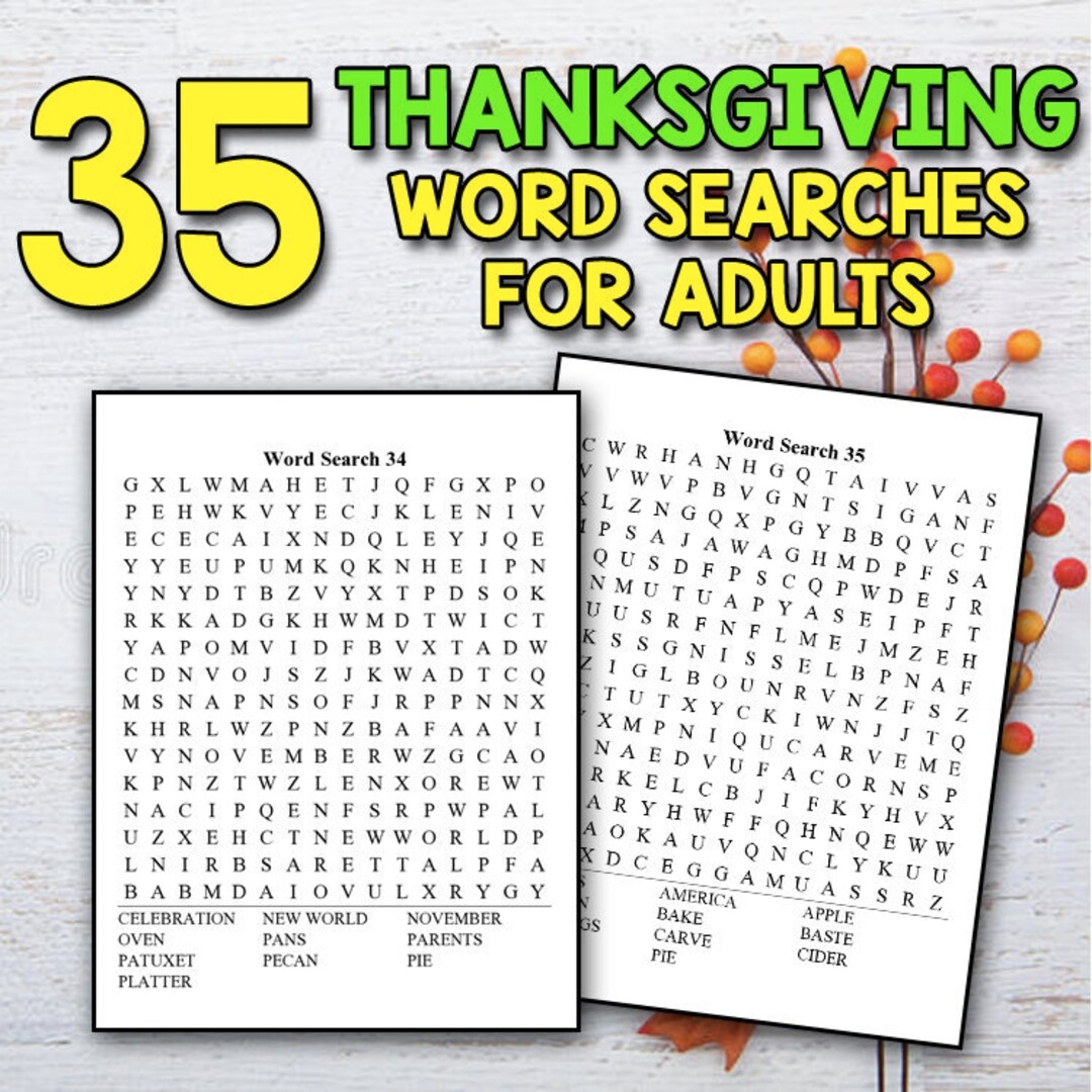 BEST VALUE 35 Thanksgiving Word Search For Adults Thanksgiving Large Print Word Search Puzzles For Adults Thanksgiving Activity Book Etsy