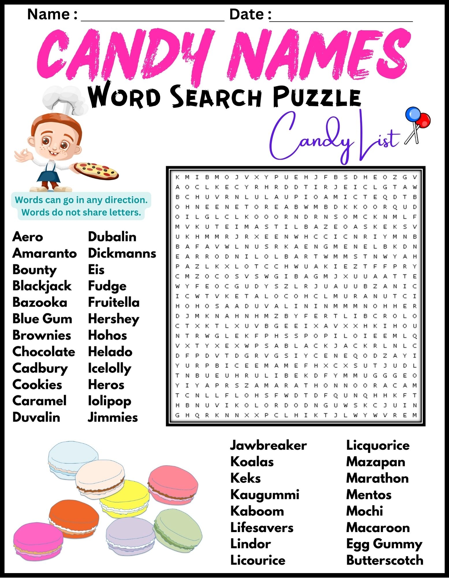CANDY NAMES Word Search Puzzle Worksheet Activity Candy List Made By Teachers CANDY NAMES Word Search Puzzle Worksheet Activity Candy List Made By Teachers