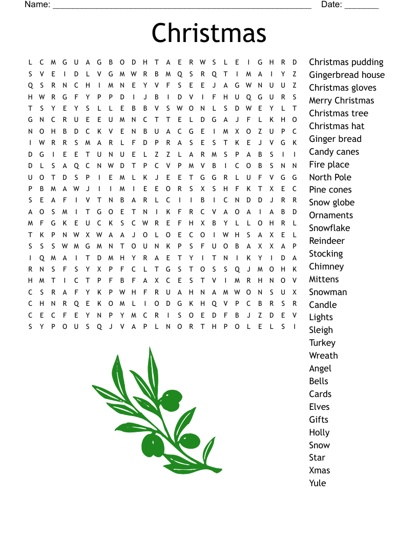 Christmas Cards Word Search WordMint