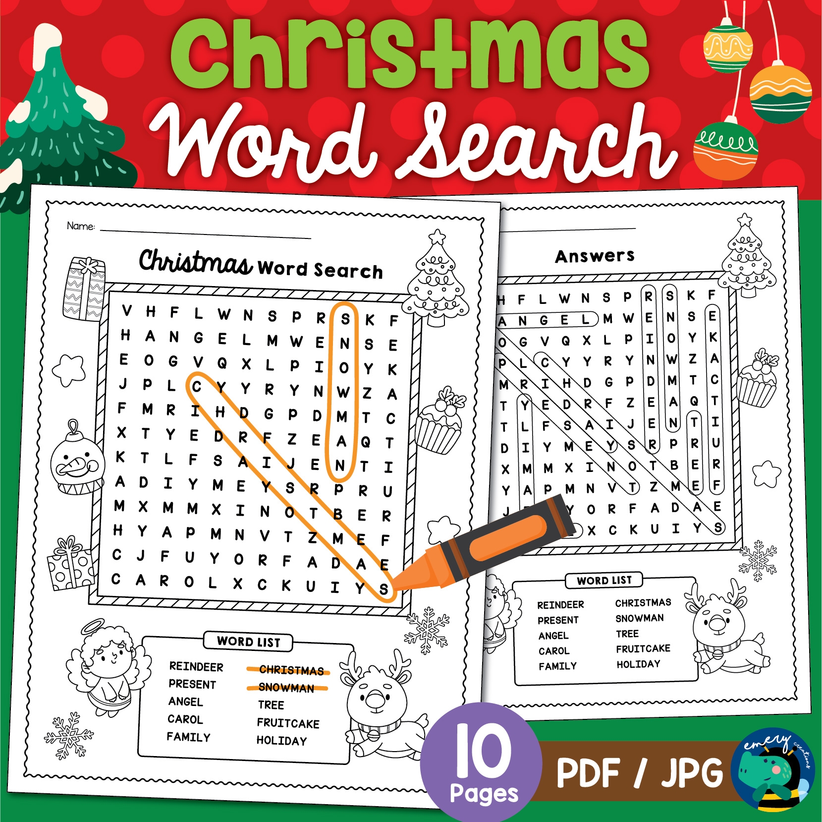 Christmas Search Word Puzzles Printable
