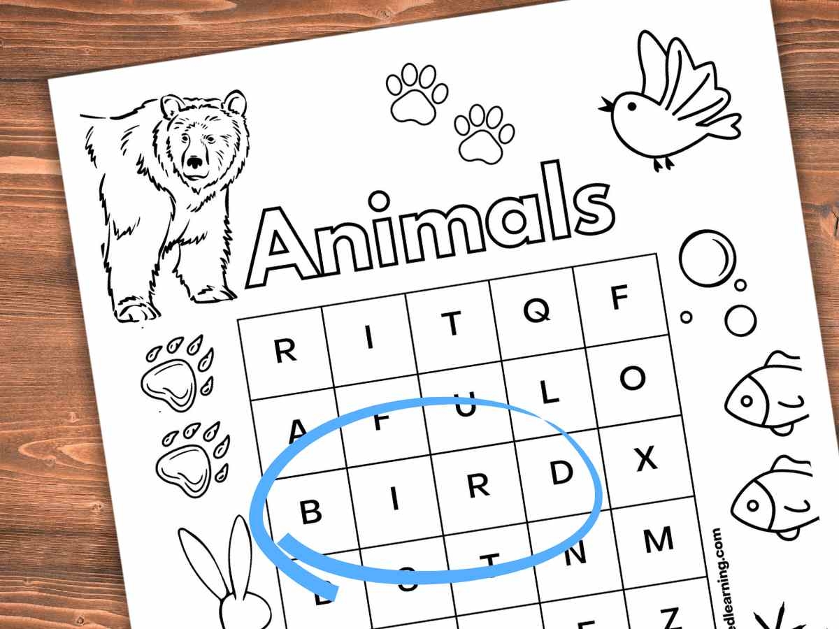 Kid Word Search Printable