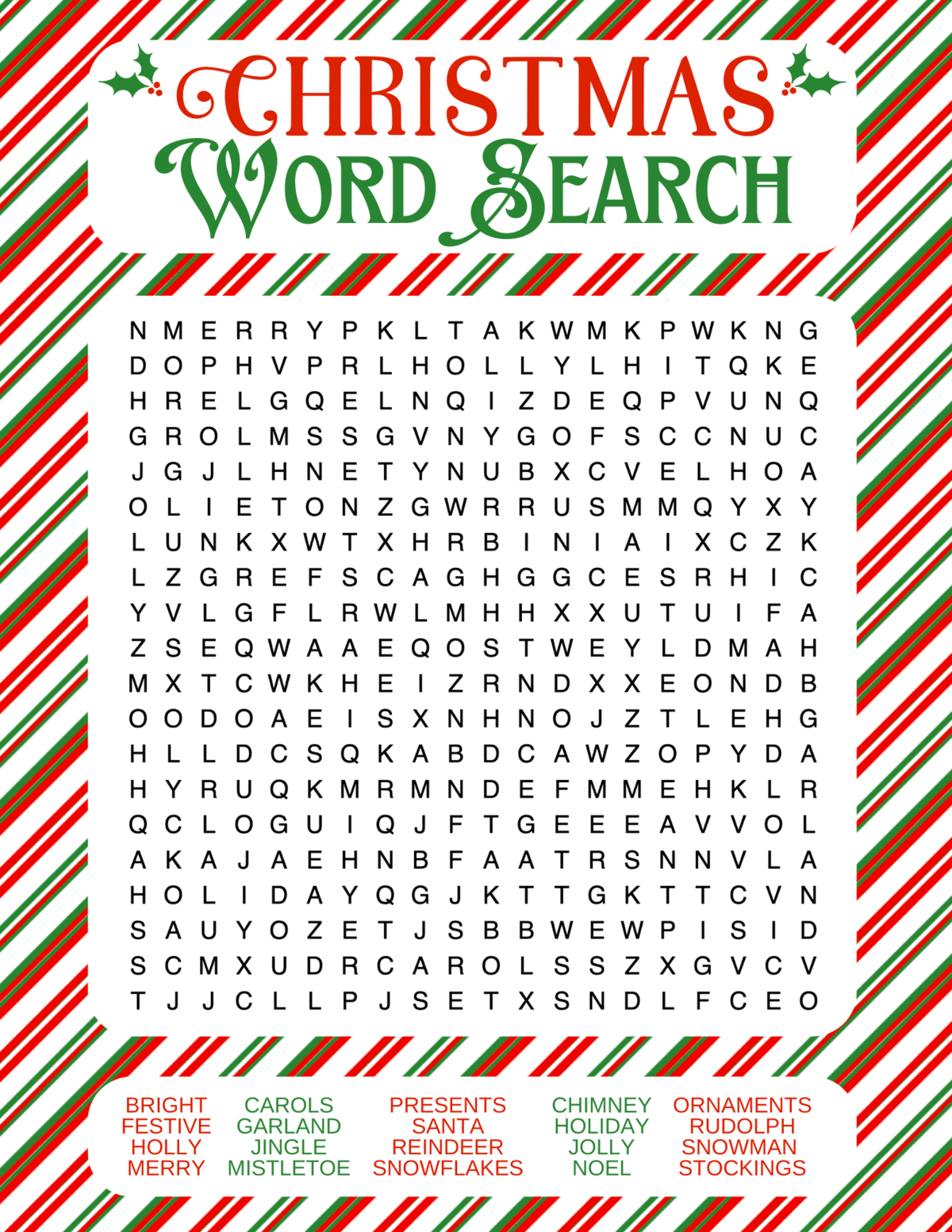 Printable Christmas Word Search Puzzles For Adults