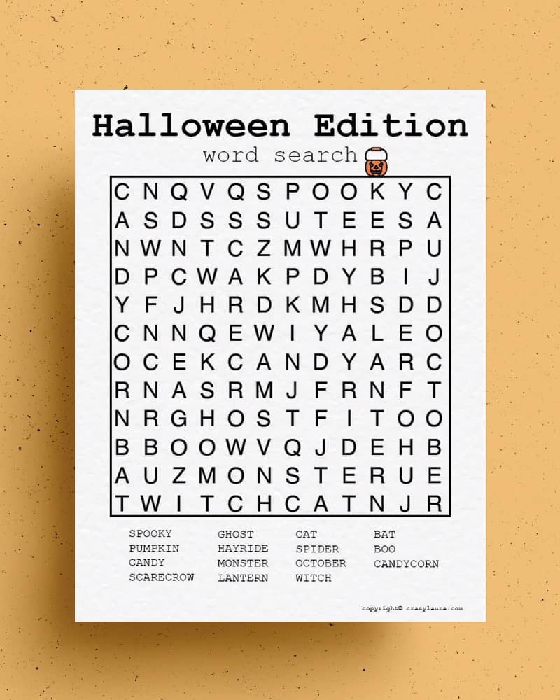 Free Halloween Word Search Printable