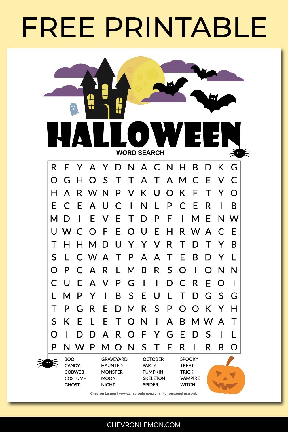 Halloween Search A Word Puzzle Printable