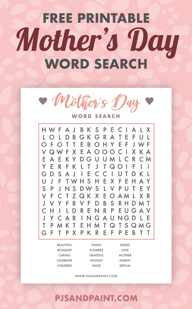 Free Printable Mother s Day Word Search Pjs And Paint
