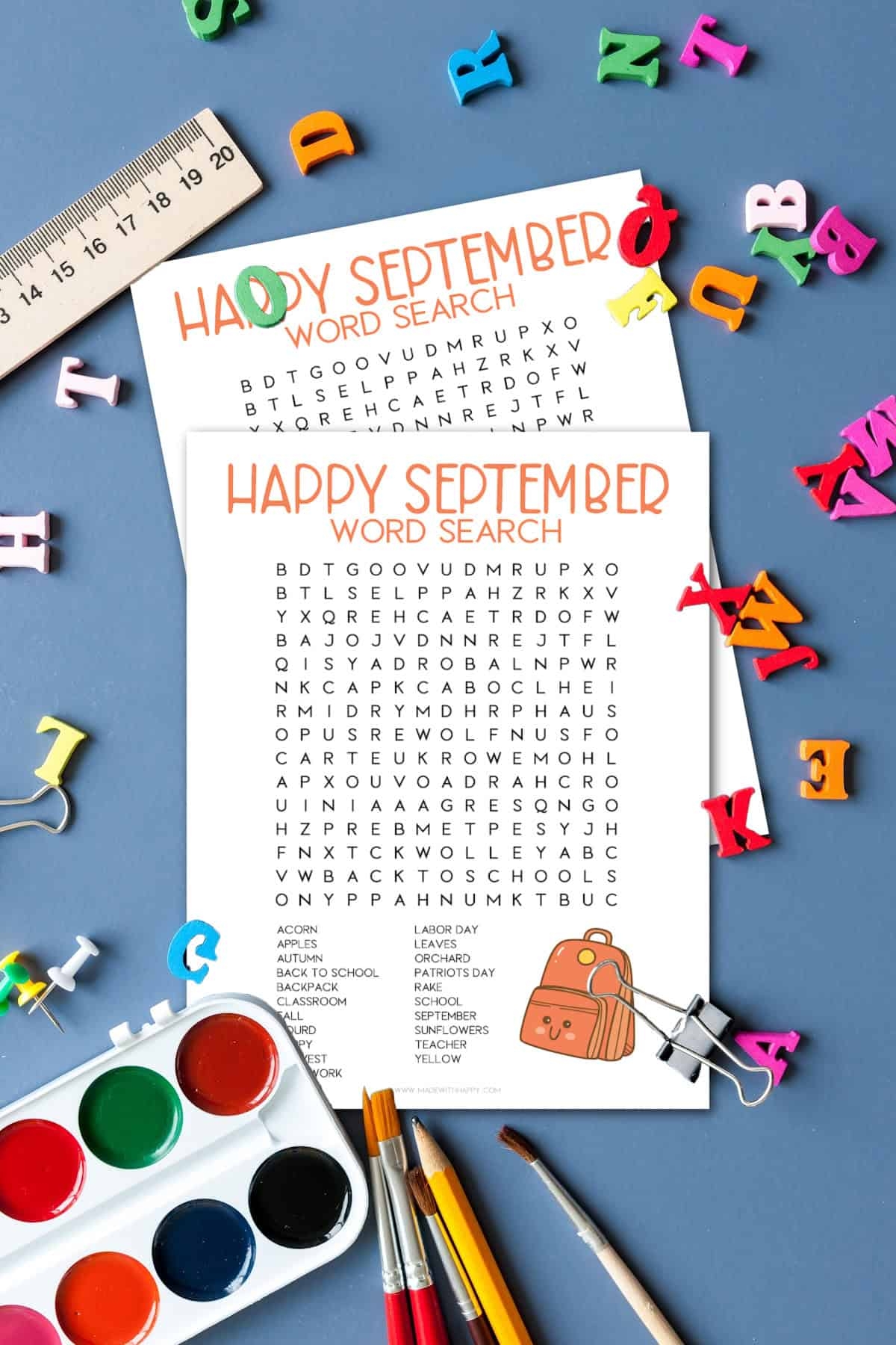 FREE September Word Search Puzzle Printable Made With HAPPY
