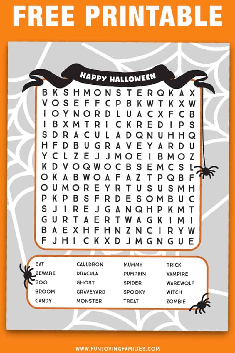 Free Printable Halloween Word Search