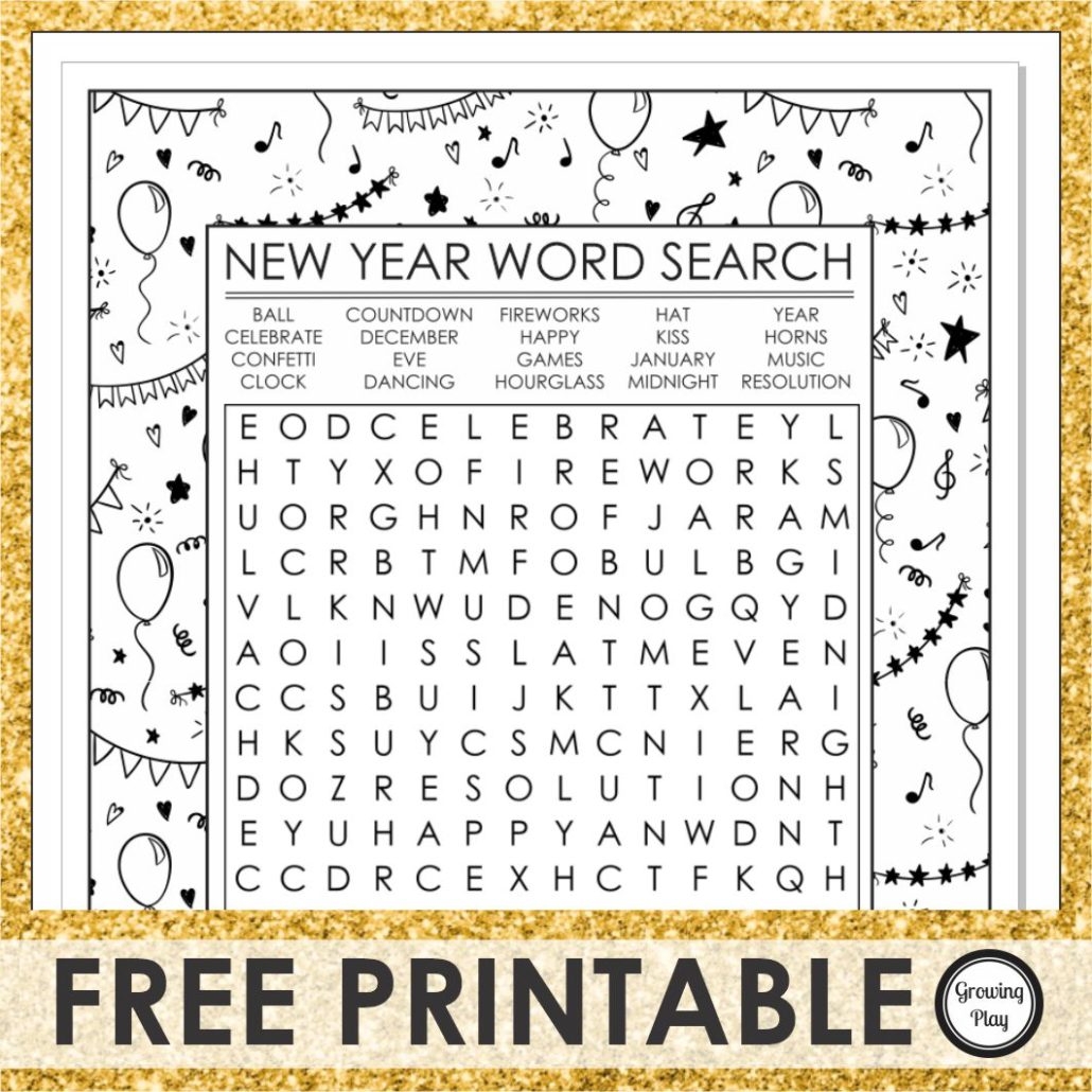 New Years Word Search Free Printable
