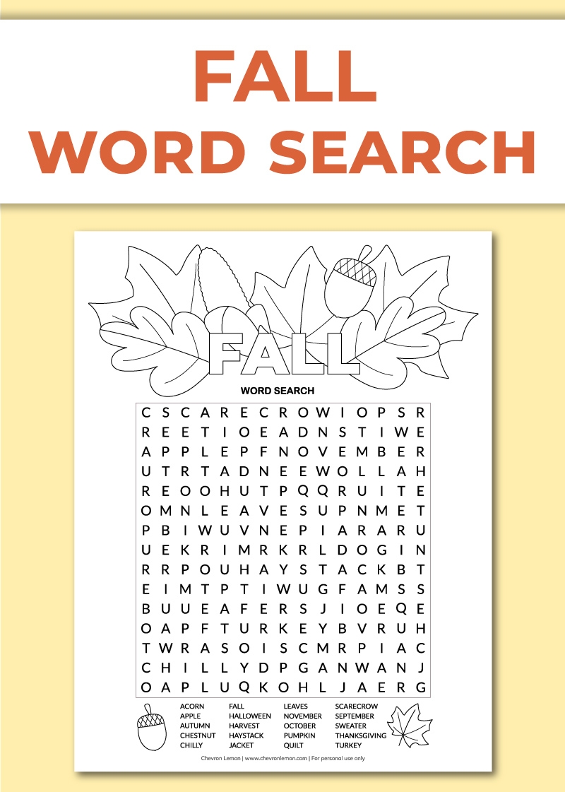 Fall Printable Word Searches