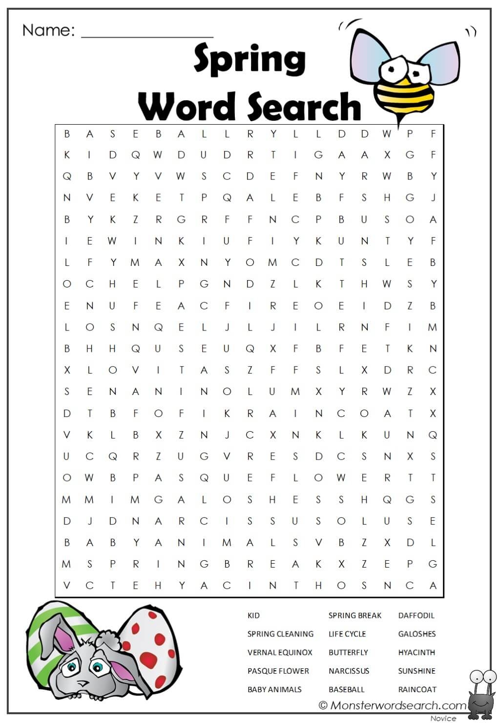 Spring Word Search 2 Monster Word Search Spring Word Search 2 Monster Word Search
