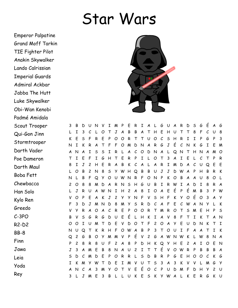 Star Wars Word Search WordMint Star Wars Word Search WordMint