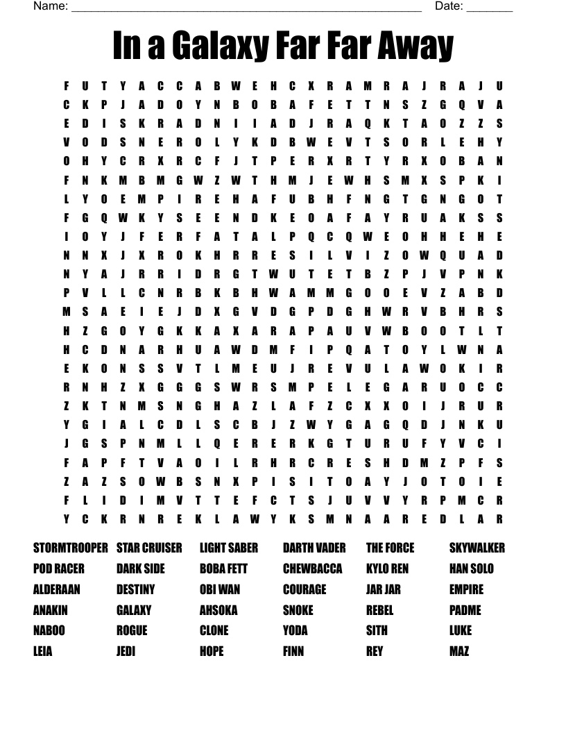 Star Wars Word Search WordMint Star Wars Word Search WordMint