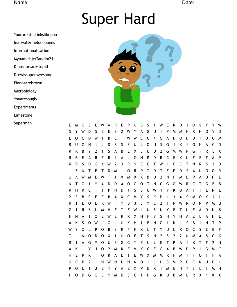 Printable Hard Word Searches