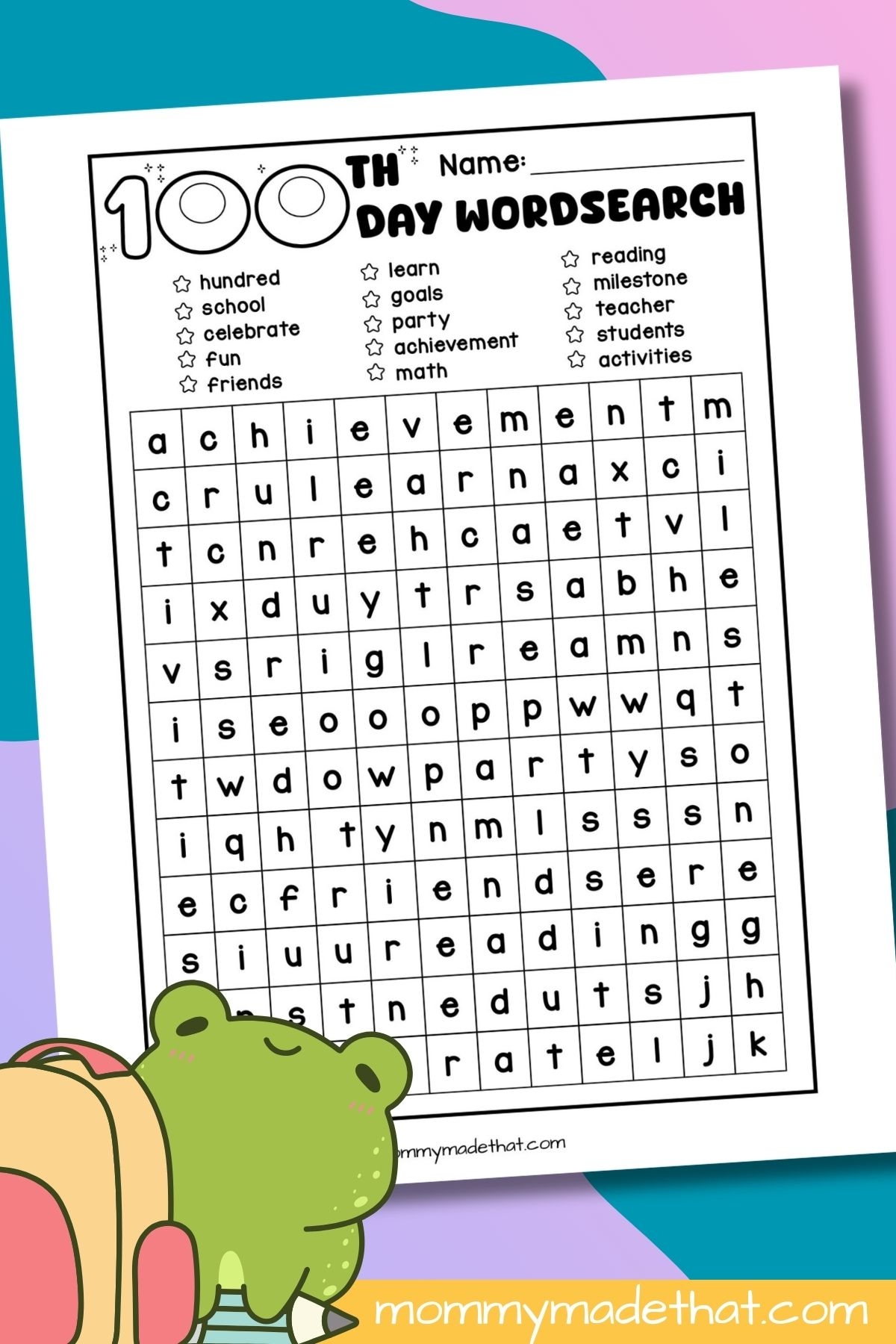 100 Word Word Search Printable Free