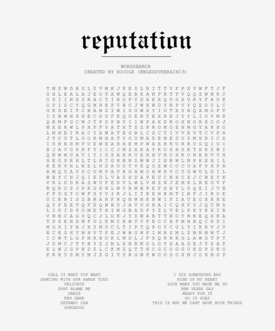 Word Search Puzzles Taylor Swift