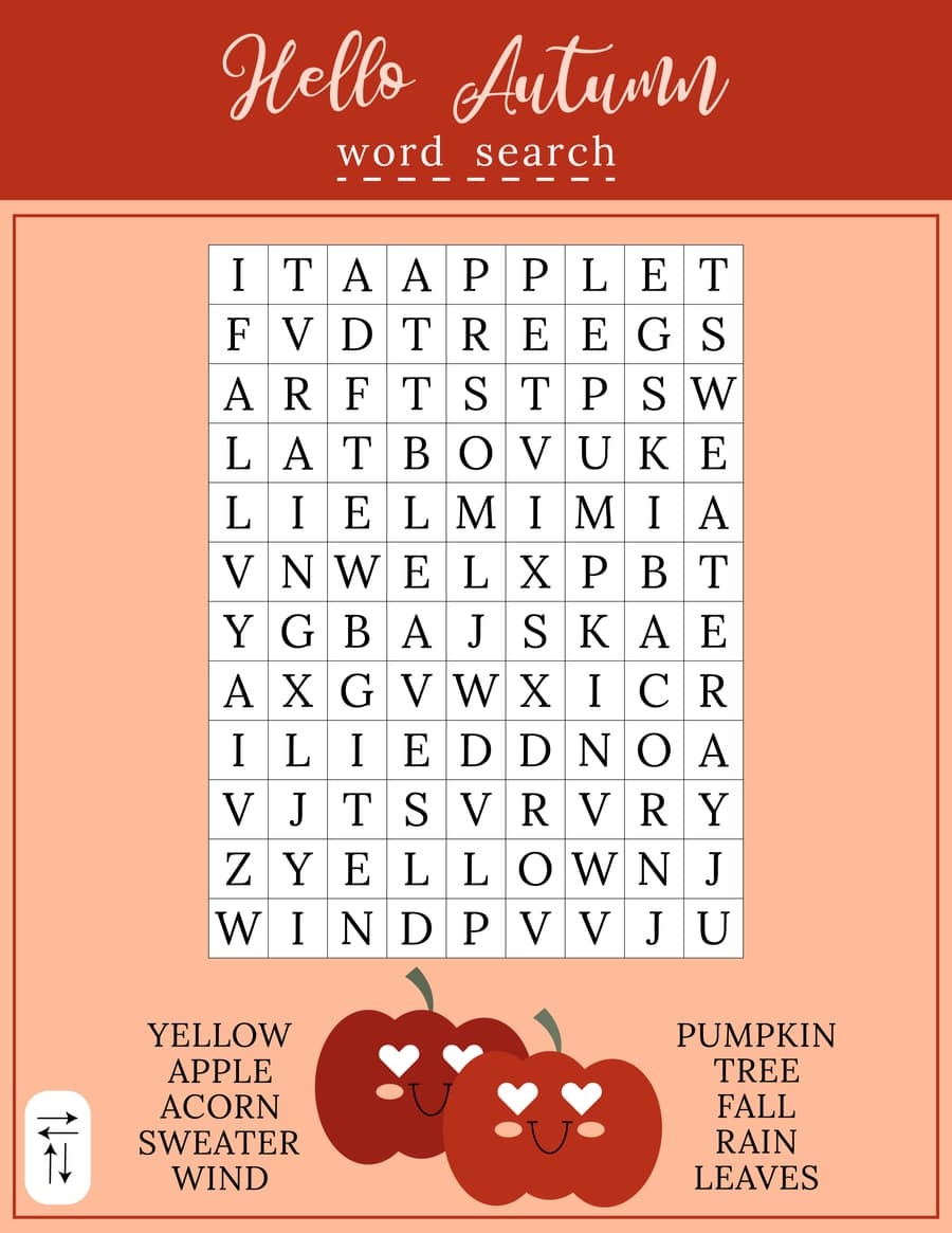 Free Printable October Word Search For Adults