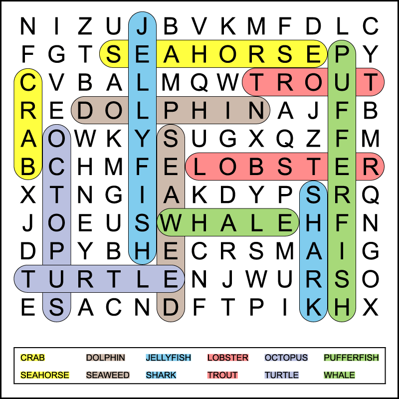 1st Grade Ocean Word Search Tree Valley Academy