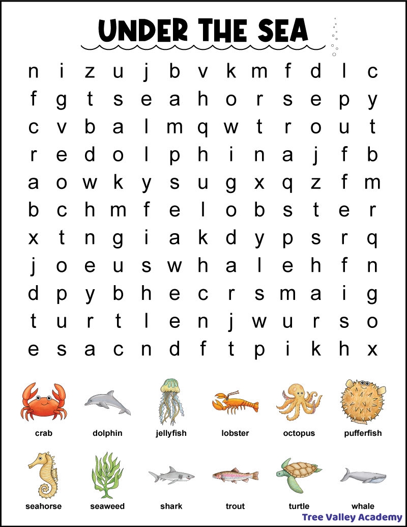 1st Grade Ocean Word Search Tree Valley Academy 1st Grade Ocean Word Search Tree Valley Academy