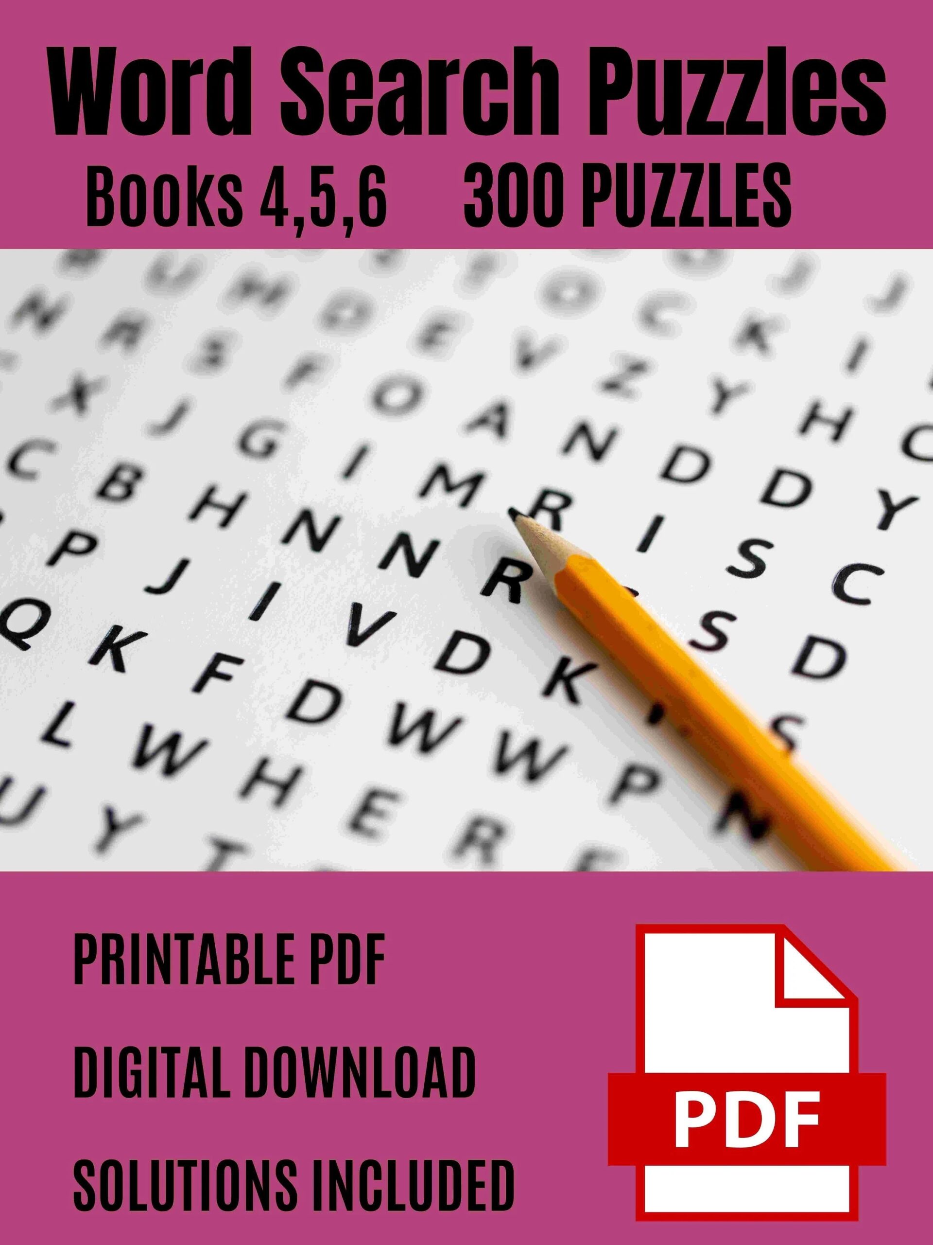 300 Word Search Puzzles With Solutions Books 4 5 6 Instant Digital Download Custom Word Find Family Word Search Classroom Word Search Etsy