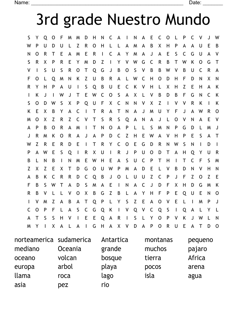 3rd Grade Word Search Free Printable