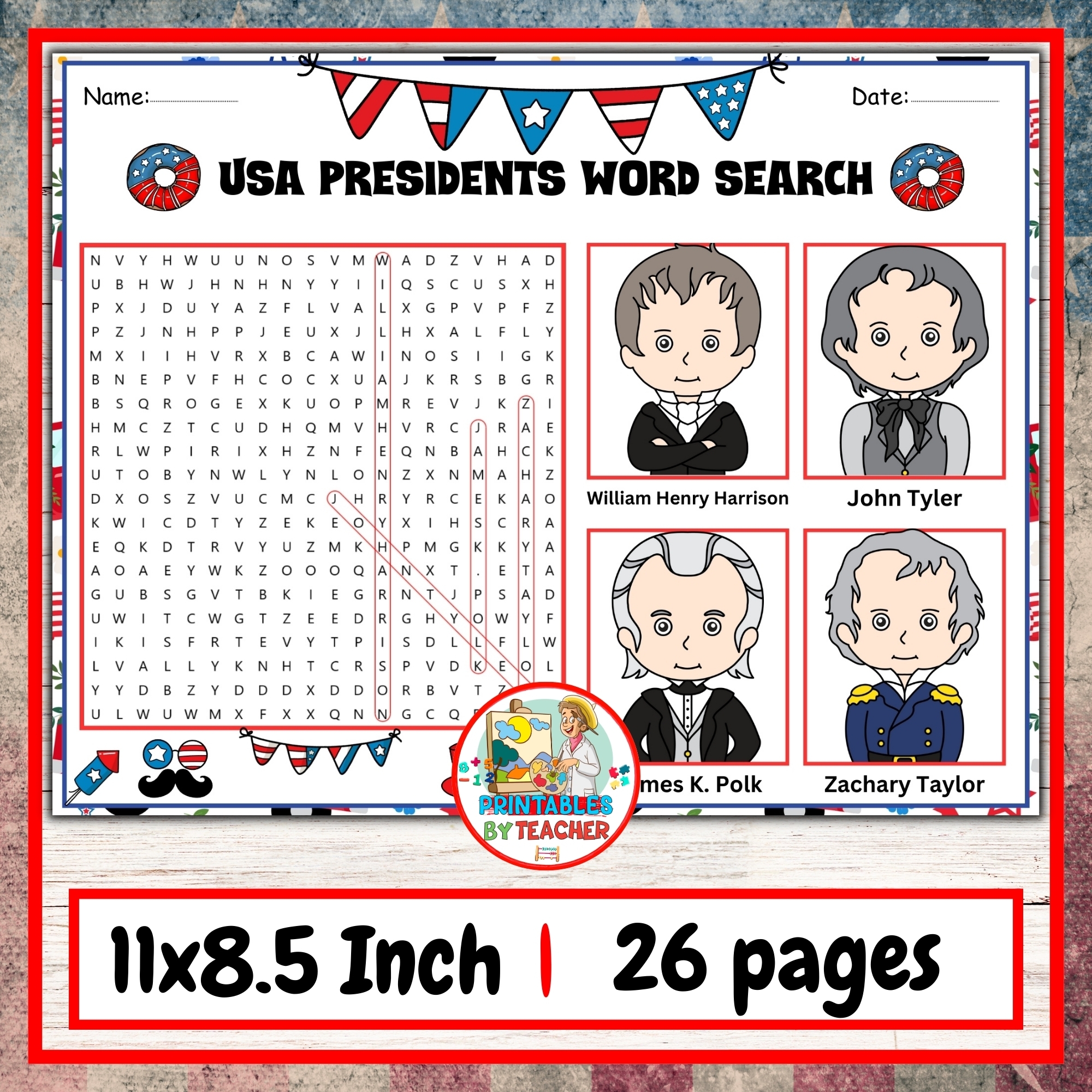 45 USA Presidents Day Word Search Game puzzle Craft Activity Worksheets Classful