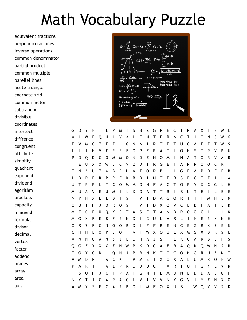 4th Grade Math Vocabulary Word Search WordMint