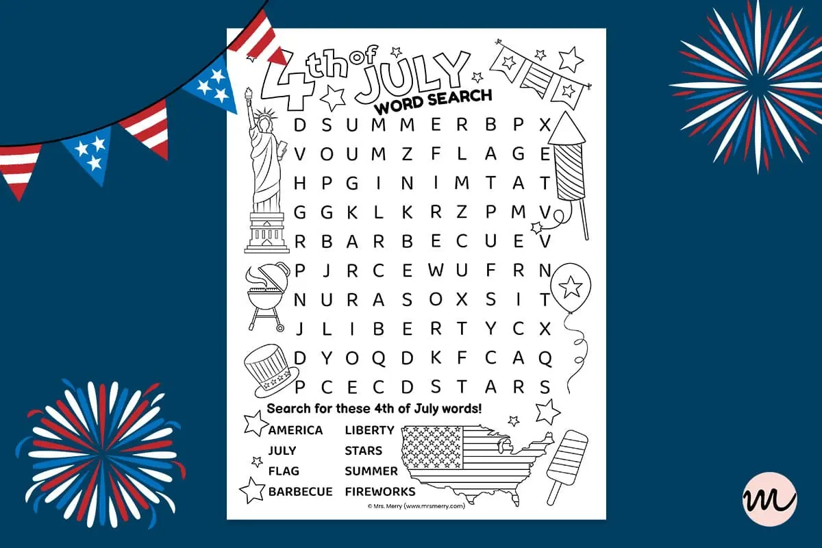 Fourth Of July Word Search Printable Free