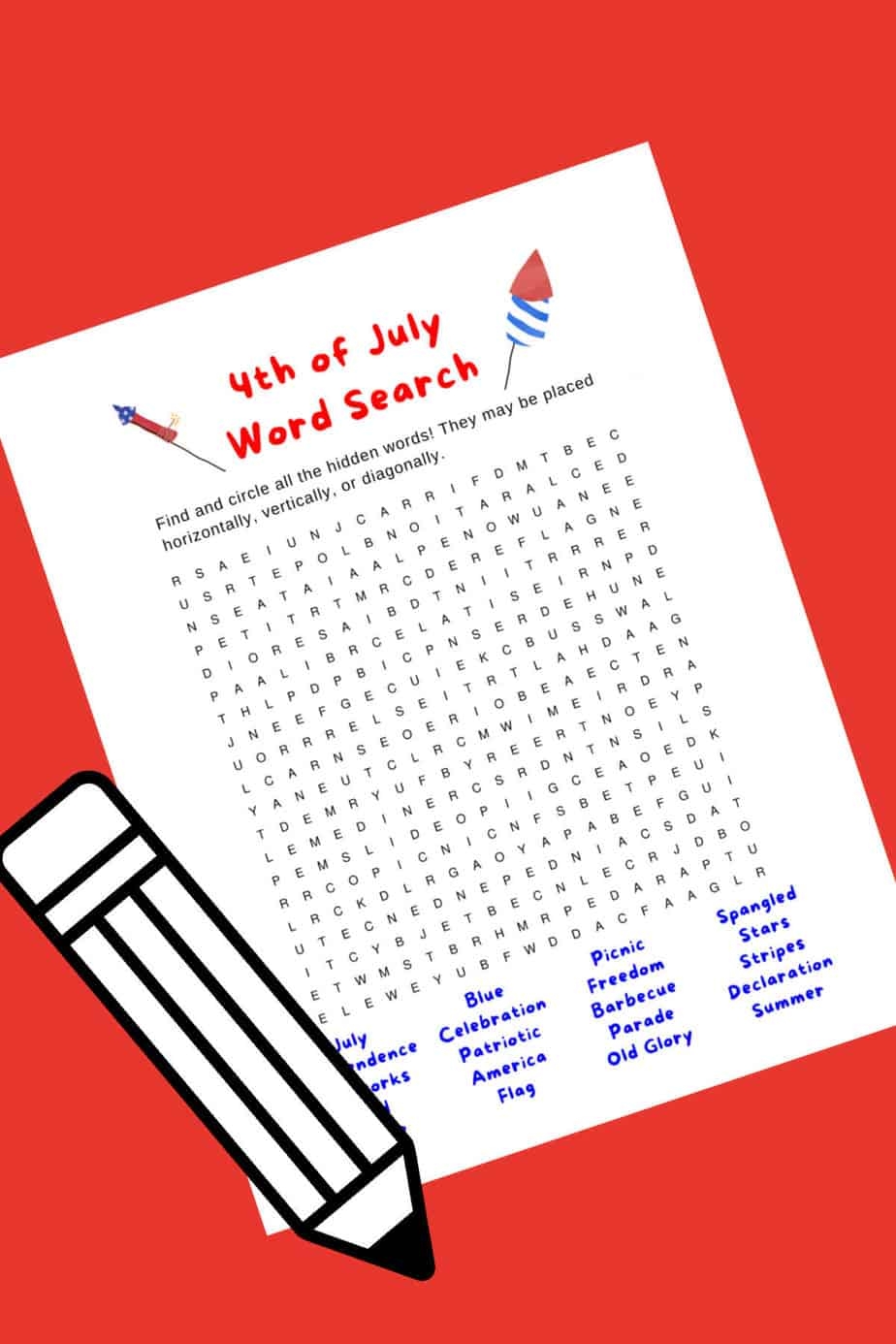 4th Of July Word Search Puzzle Printable