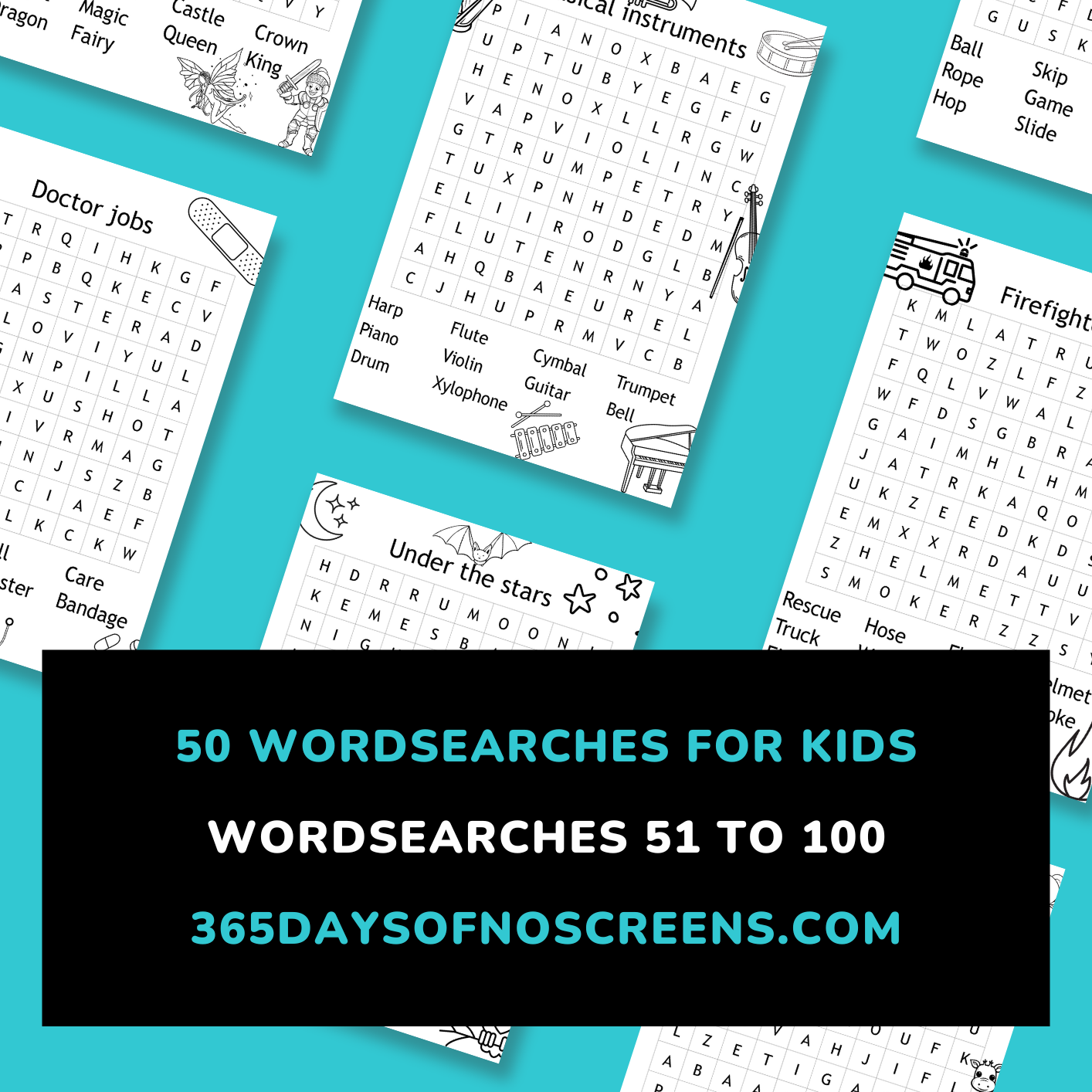 50 Wordsearch Colouring Sheets For Kids 51 To 100 365 Days Of No Screens
