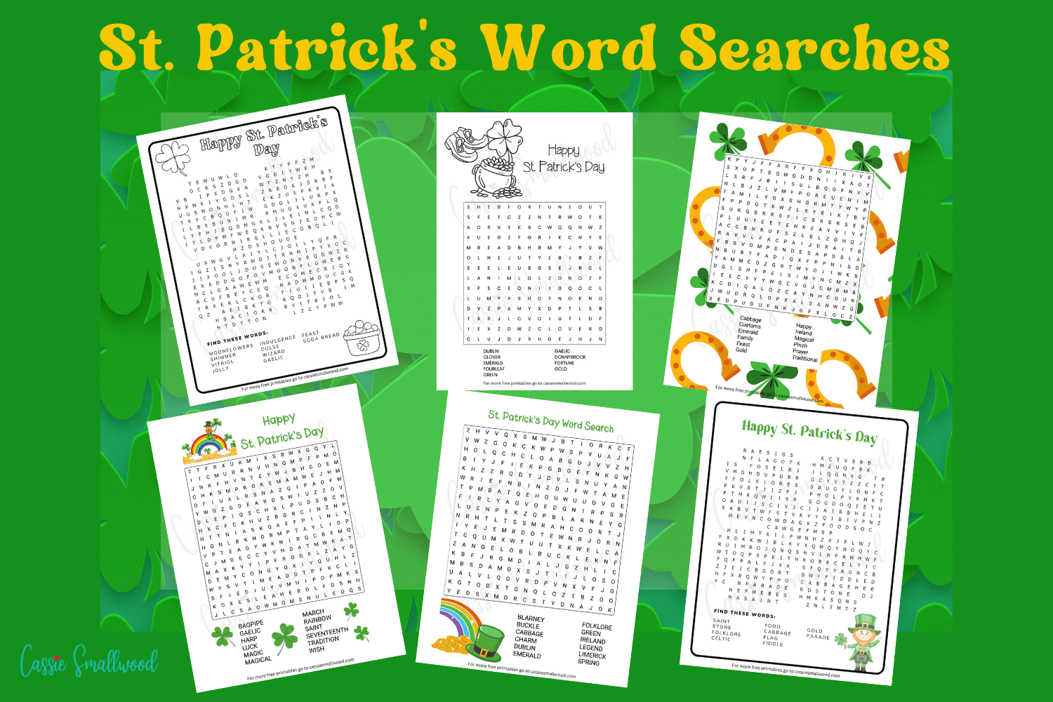 6 Fun St Patrick s Day Word Search Worksheets Cassie Smallwood