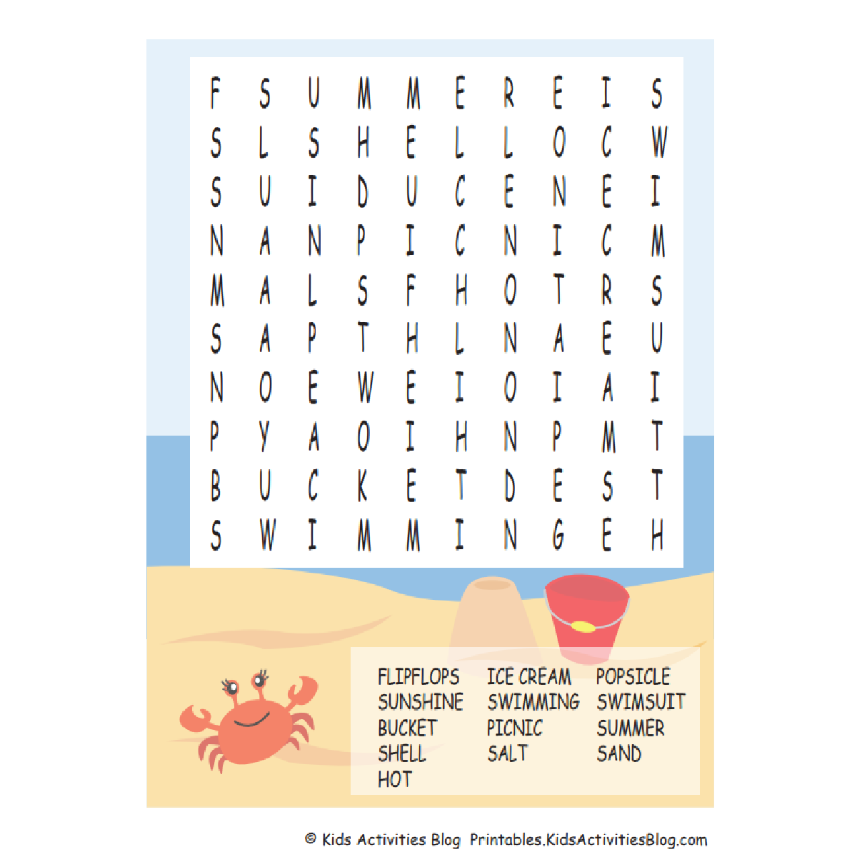 8 Fun U0026 Free Printable Beach Word Search Puzzles For Kids Kids Activities Blog