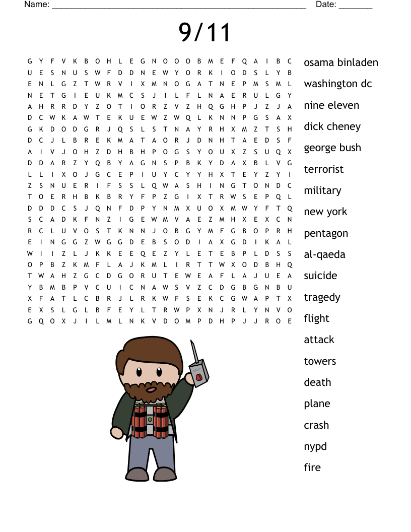 9 11 Word Search WordMint