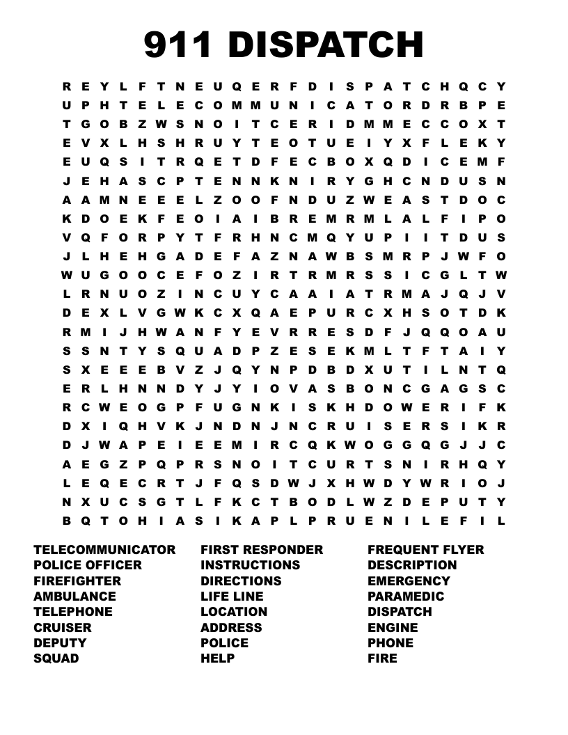 911 Word Search WordMint