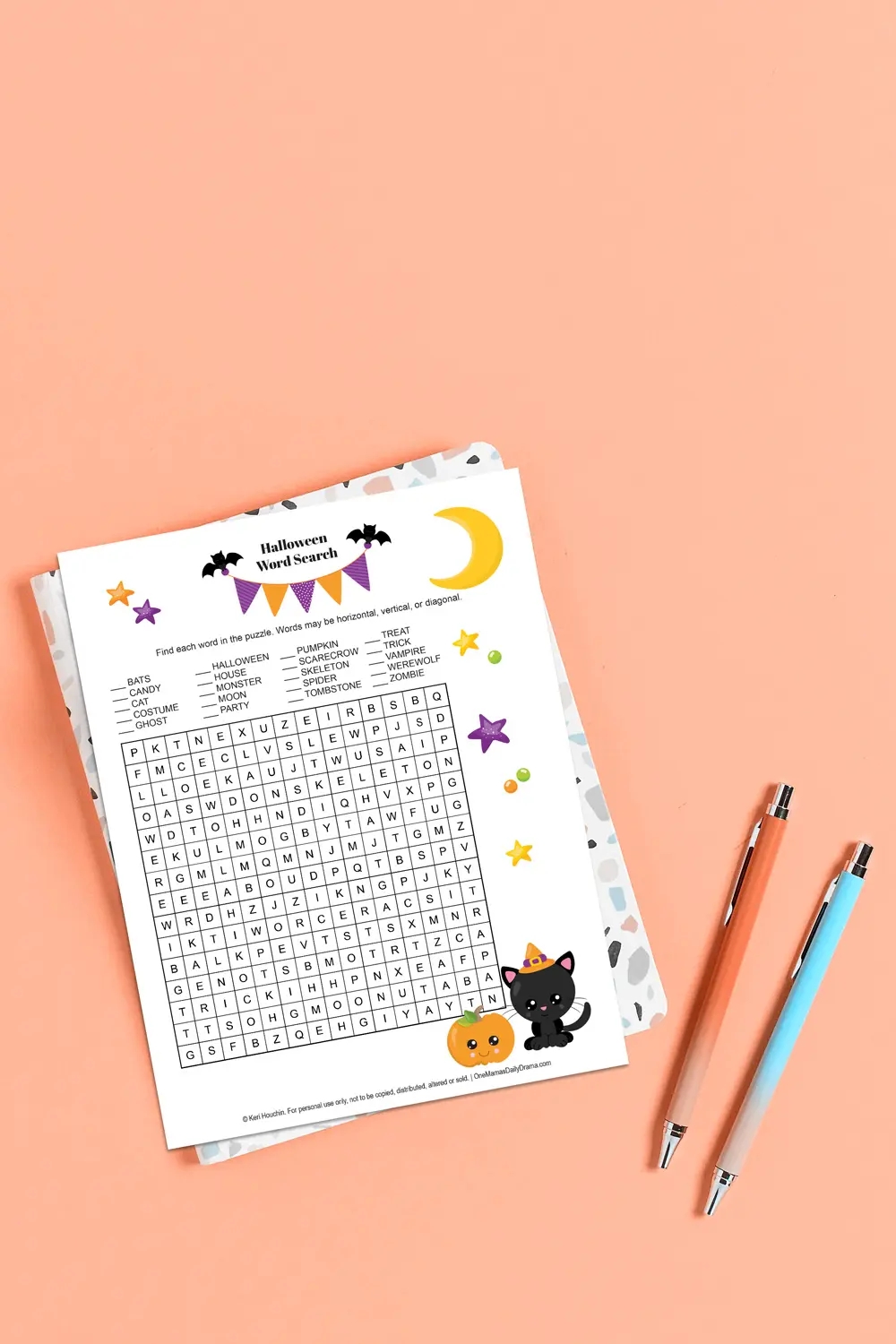Cat Halloween Word Search