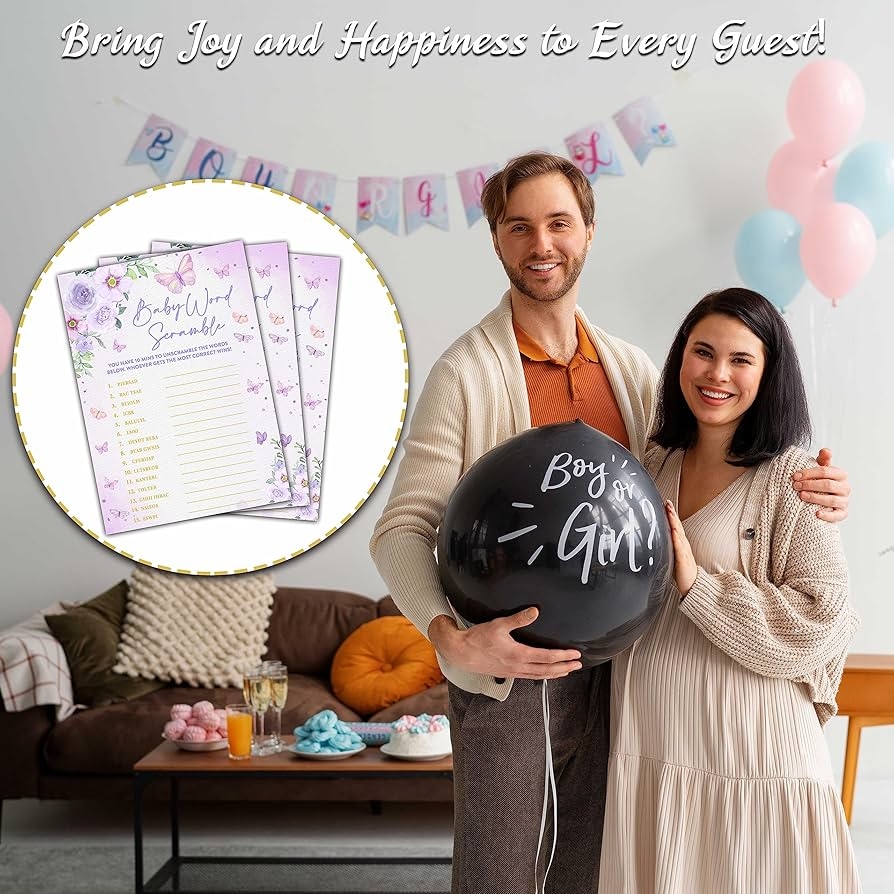 Amazon Butterfly Kisses Baby Shower Games 30 Baby Word Scramble Game Cards With 1 Answer Card Gender Reveal Party Supplies Favors 5 x7 B01 Home Kitchen