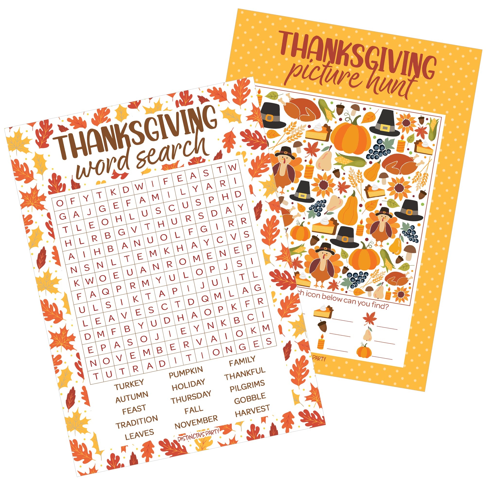 Amazon DISTINCTIVS Thanksgiving Party Games Word Search And Picture Match 2 Game Bundle 25 Dual Sided Cards Friendsgiving Party Games Thanksgiving Family Games Home U0026 Kitchen