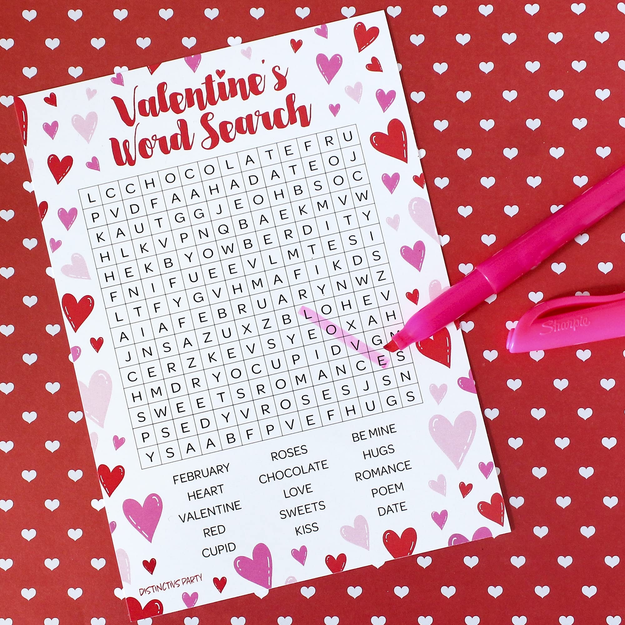 Amazon DISTINCTIVS Valentine s Day Word Search Classroom Party Game 25 Player Cards Classroom Party Activity Fun Game For Kids Home Kitchen