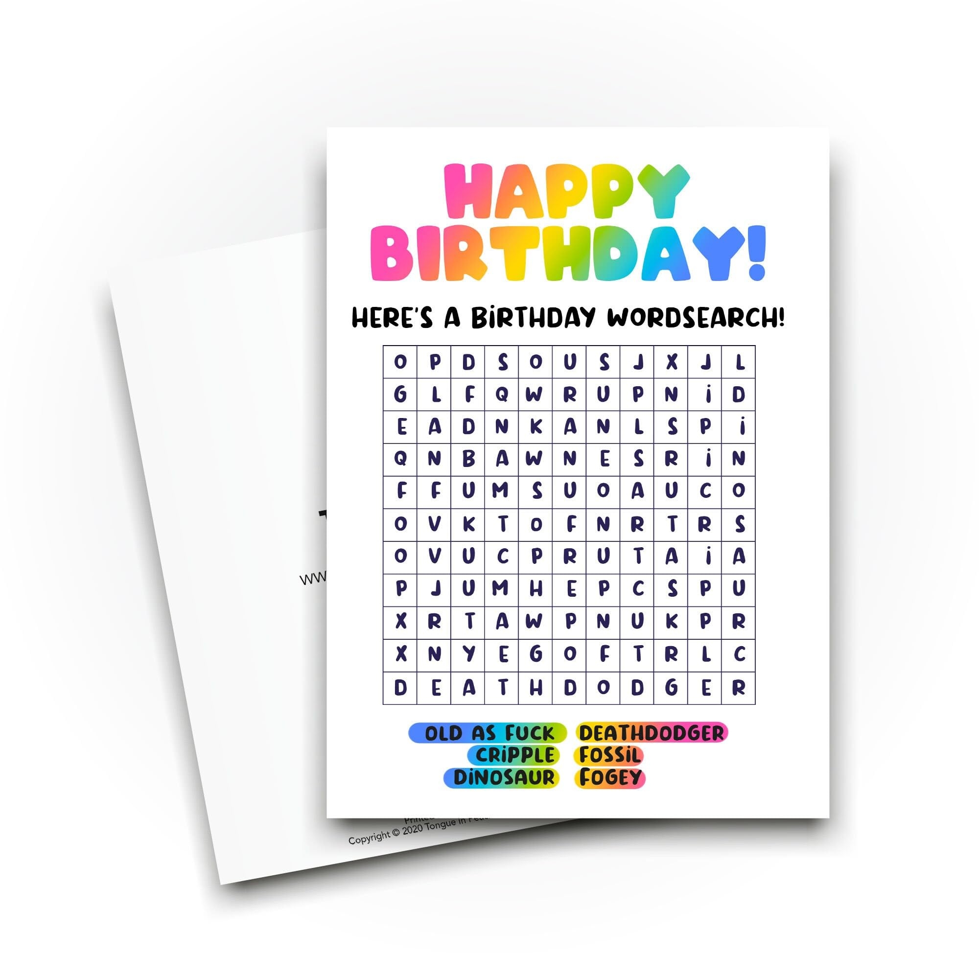 Birthday Word Search Printable Free