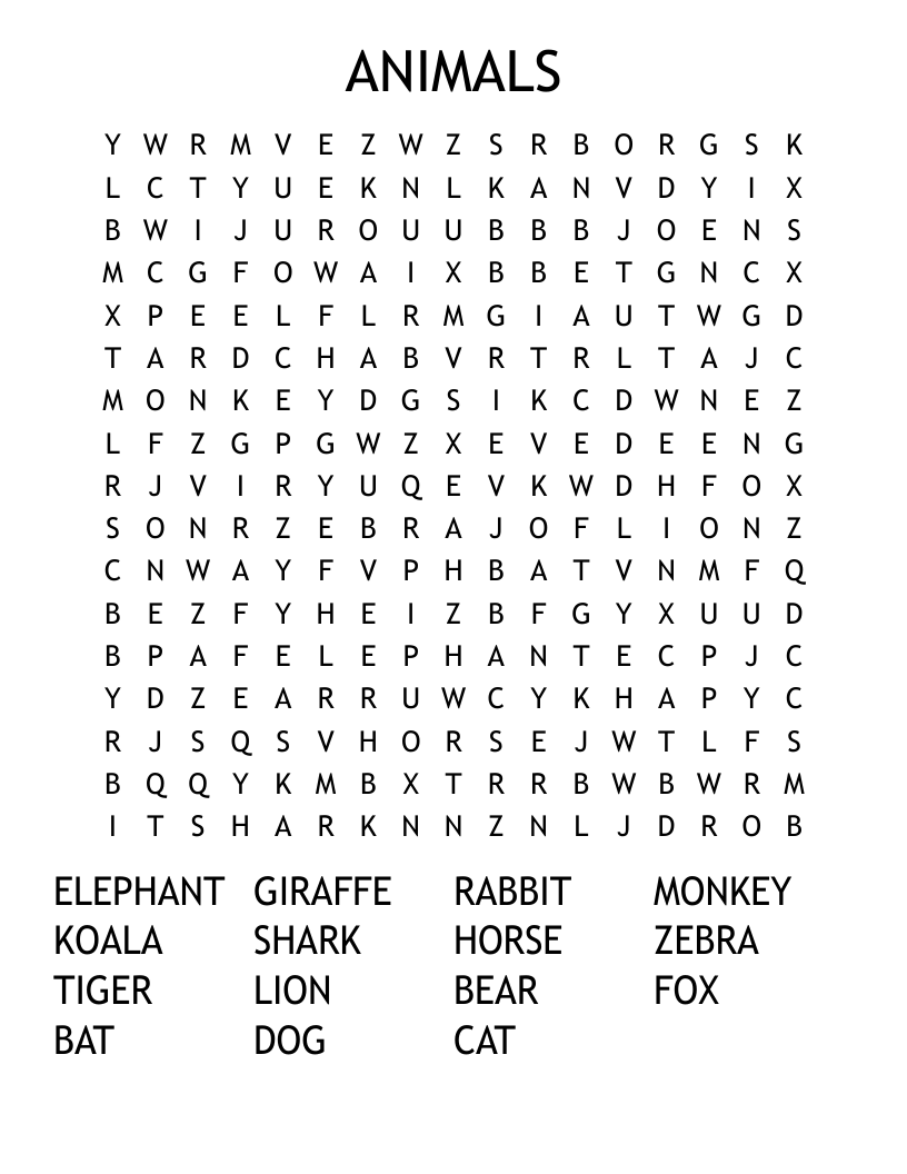 Large Word Search Printable Pdf