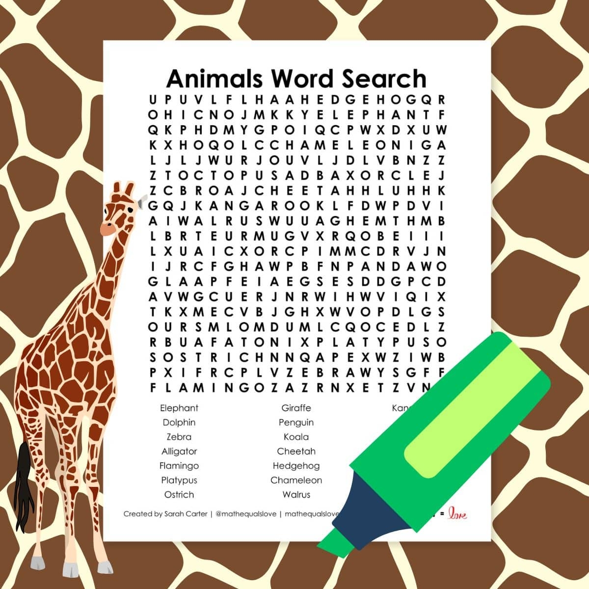 Animal Word Search For Kids Printable