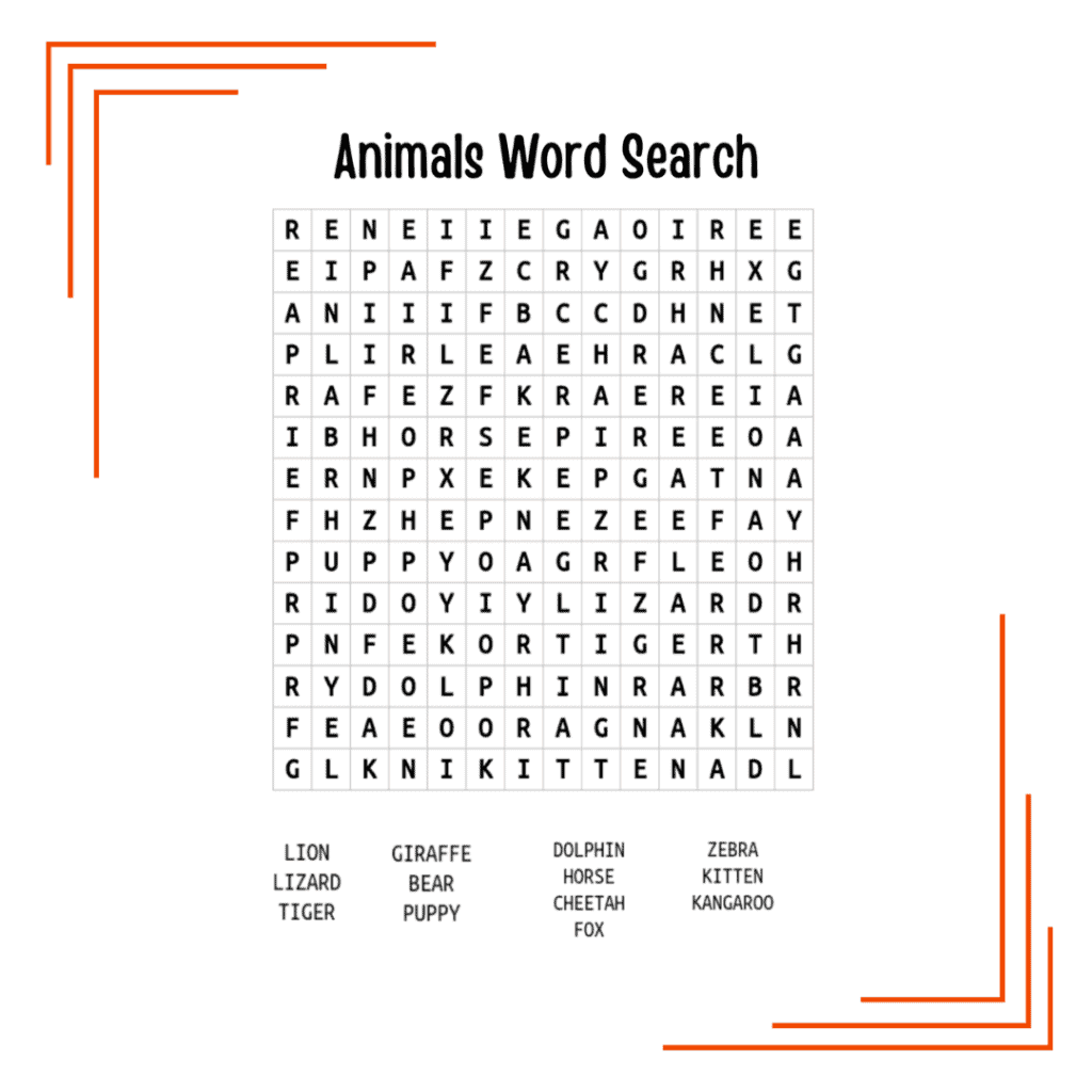 Animals Word Search