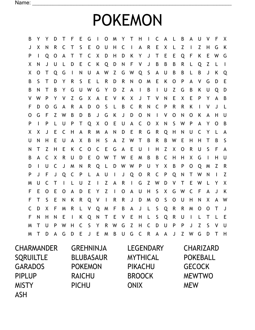 Anime Word Search Printable Free
