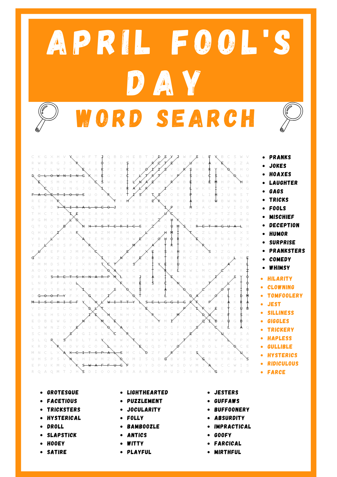 APRIL FOOL S DAY WORD SEARCH PUZZLE WORKSHEETS ACTIVITIES FOR KIDS Made By Teachers