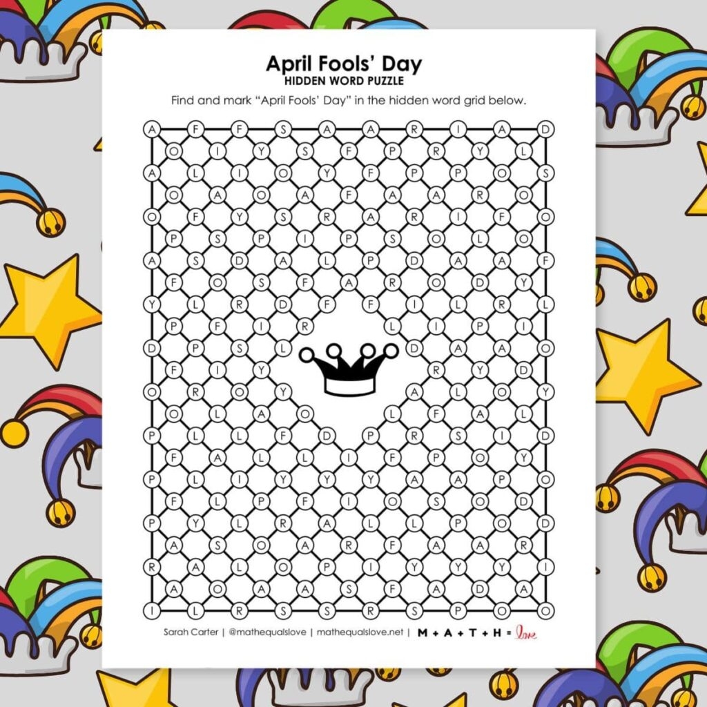 April Fools Word Search For Kids