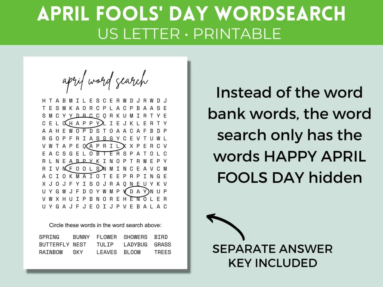 April Fools Day Prank Printable Activities Unsolvable Word Search Impossible Maze Prank Activities For Kids Class Prank Etsy
