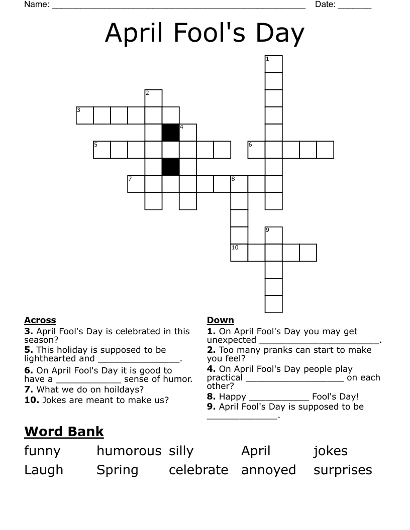 April Fools Day Word Search WordMint