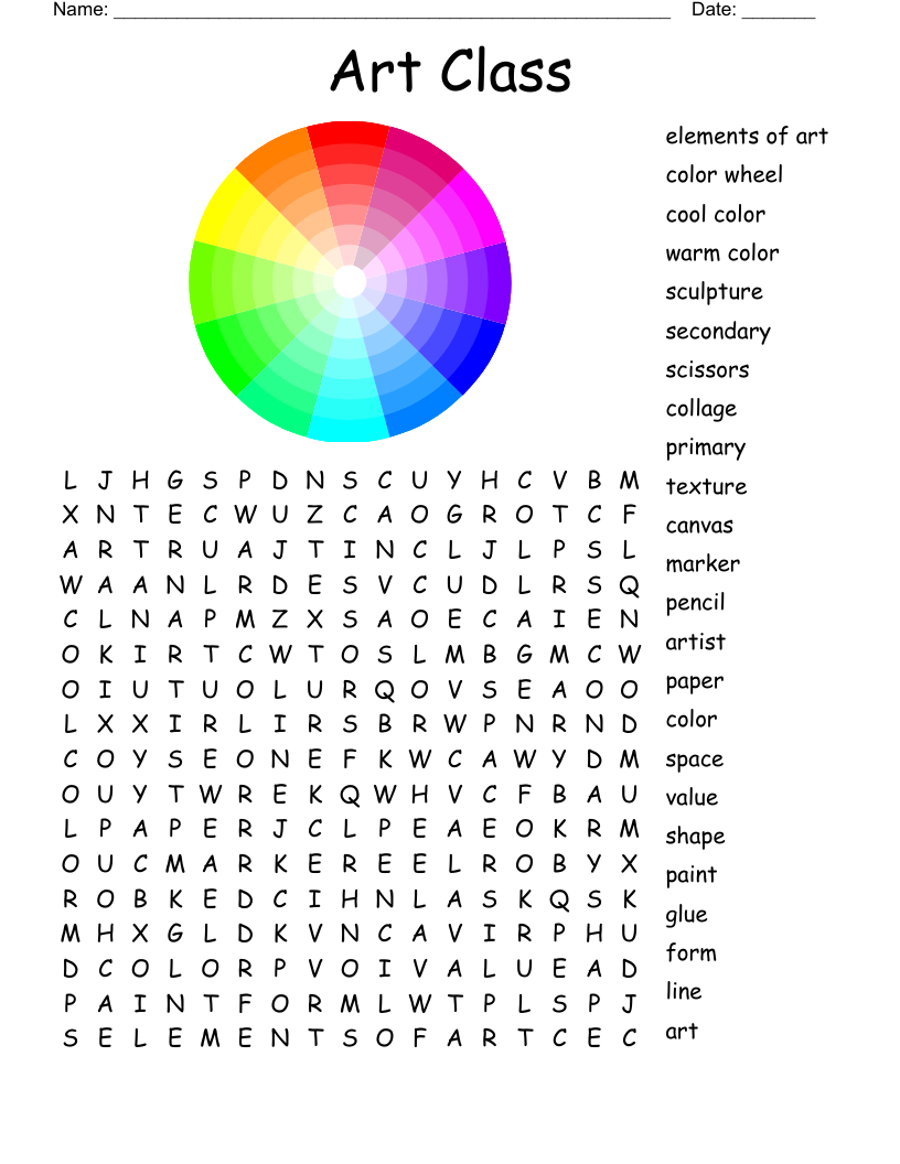 Art Words Word Search