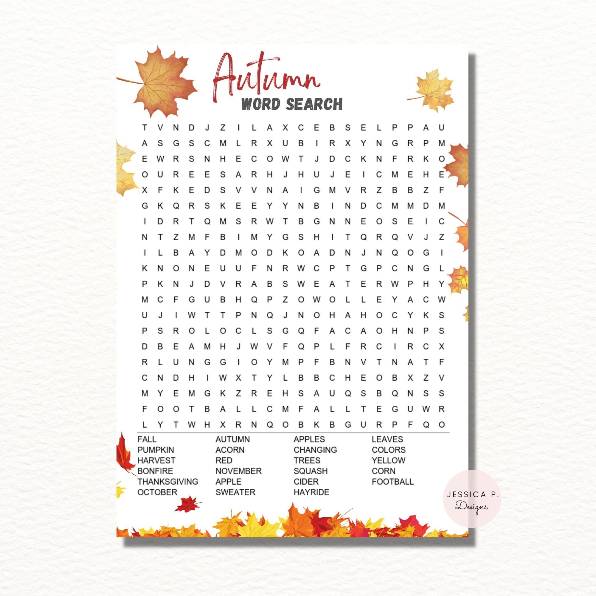 Word Search Autumn Printable