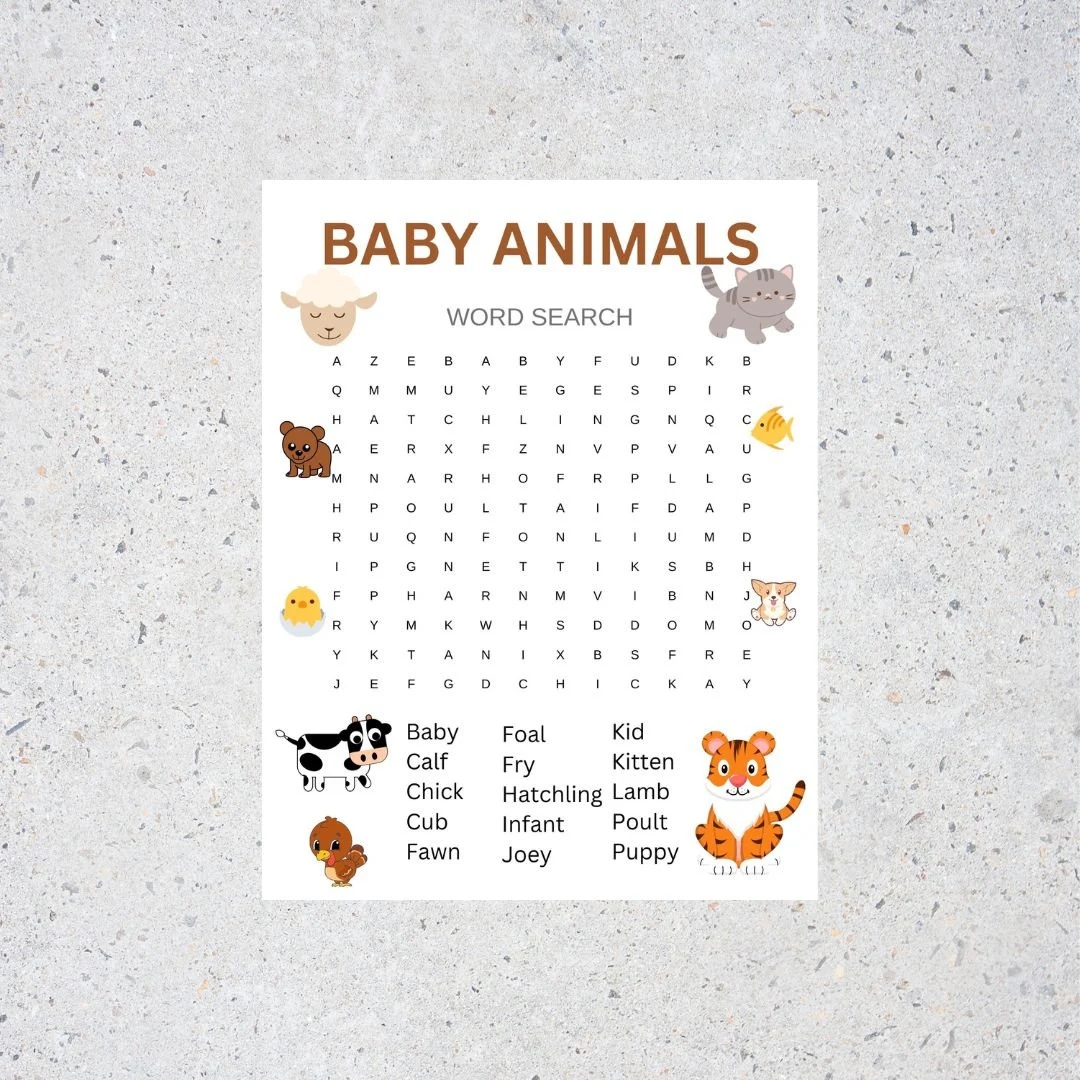 Baby Animals Word Search With Answer Key Printable Etsy Baby Animals Word Search With Answer Key Printable Etsy